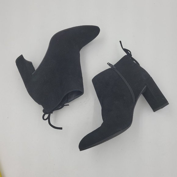 Stuart Weitzman " Lofty " Black Suede Side Zip Back Tie Ankle Bootie NWOB S 6 - Picture 9 of 12